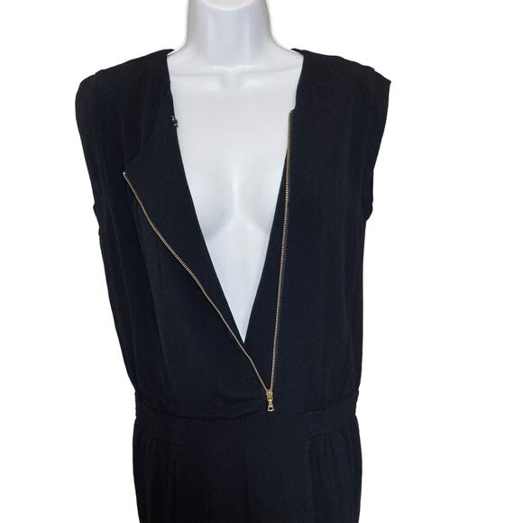 J.Crew Black Sleeveless Jumpsuit Angled Asymmetrical Front Zipper Jogger Size 2P - Picture 13 of 16